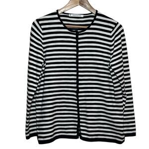 Mansted Classic Black and White Striped Button Up Cotton Blend Size M Cardigan